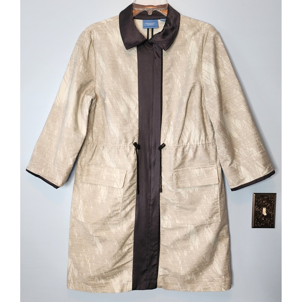 Simply Vera Vera Wang Abstract Jacket Womens Medium Beige Gray Zip PLEASE READ